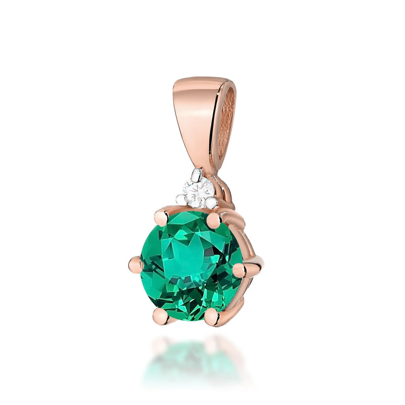 Pandantiv Aur 14K cu Smarald 0.50 ct si Diamant Natural 0.01 ct, imaginea 3 din 6