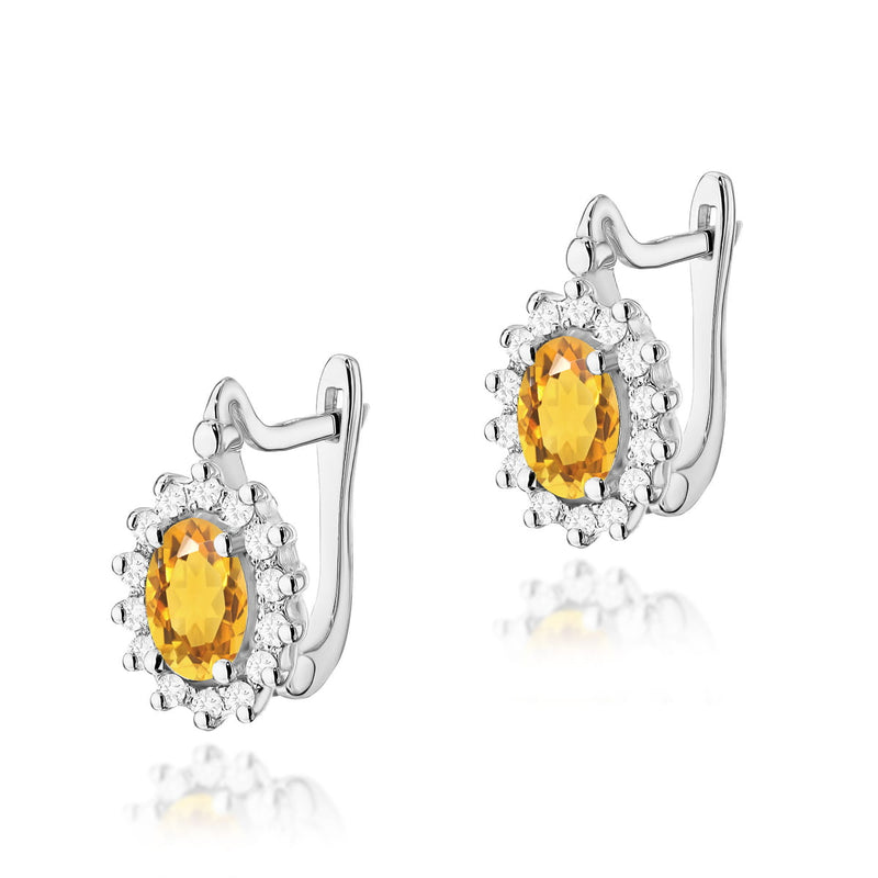 Cercei Aur 14K cu Citrin 0.60 ct si Diamante Naturale 0.24 ct, imaginea 3 din 6