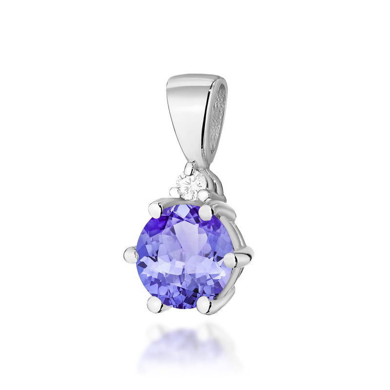 Pandantiv Aur 14K cu Tanzanit 0.50 ct si Diamant Natural 0.01 ct, imaginea 3 din 6
