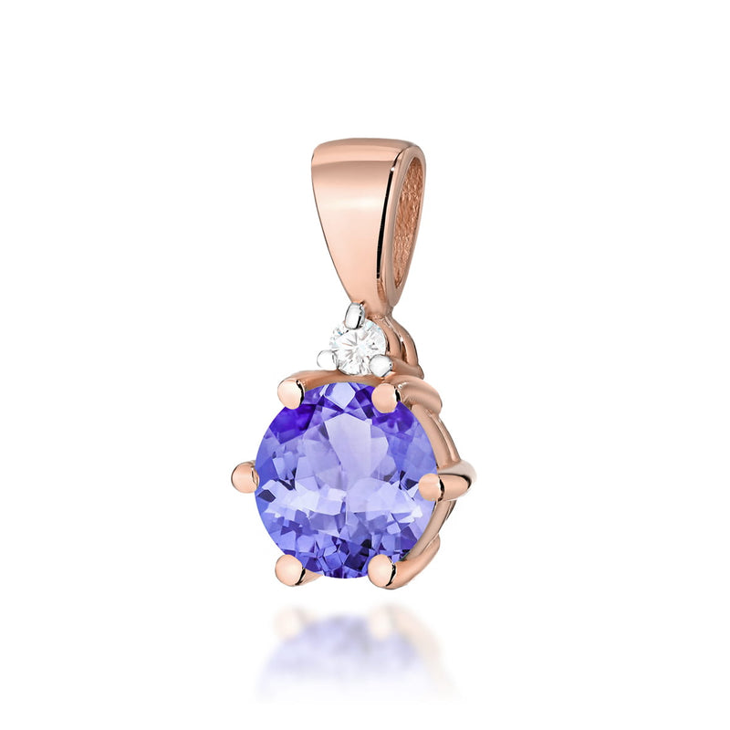 Pandantiv Aur 14K cu Tanzanit 0.50 ct si Diamant Natural 0.01 ct, imaginea 5 din 6