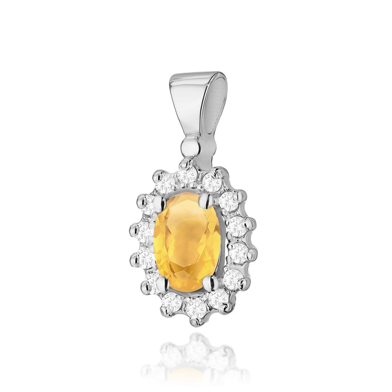 Pandantiv Aur 14K cu Citrin 0.60 ct si Diamante Naturale 0.12 ct, imaginea 1 din 6