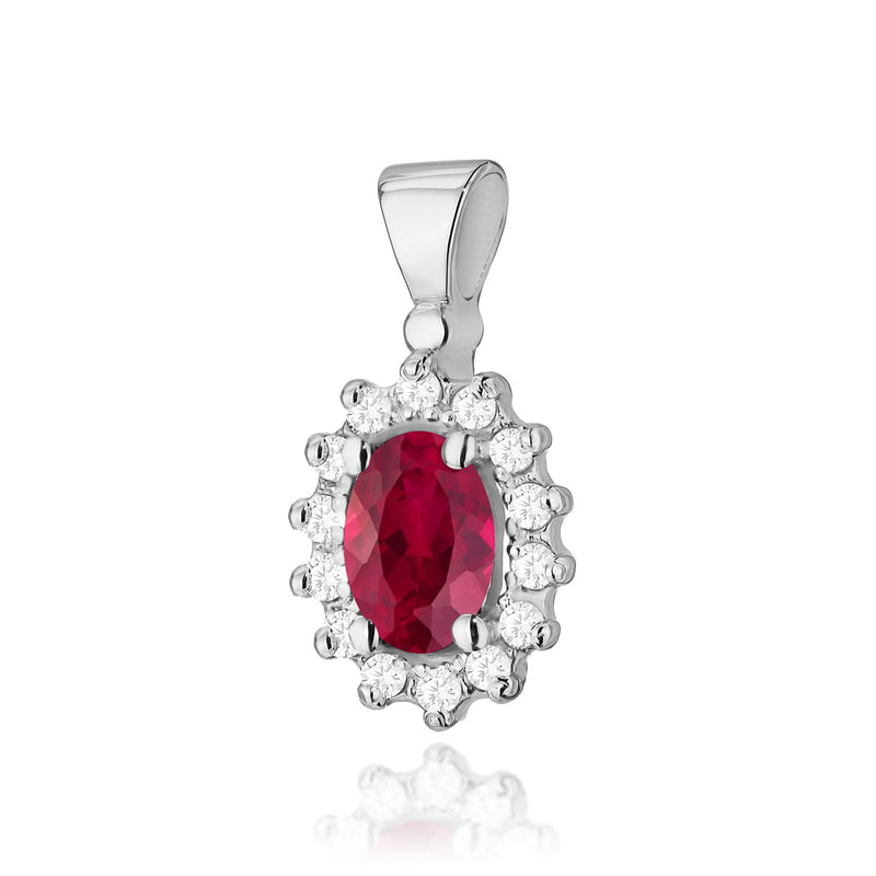 Pandantiv Aur 14K cu Rubin 0.60 ct si Diamante Naturale 0.12 ct, imaginea 3 din 6