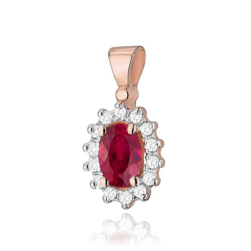 Pandantiv Aur 14K cu Rubin 0.60 ct si Diamante Naturale 0.12 ct, imaginea 5 din 6