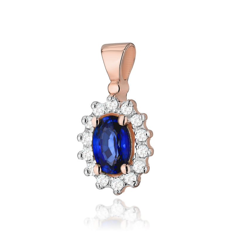 Pandantiv Aur 14K cu Safir 0.70 ct si Diamante Naturale 0.12 ct, imaginea 3 din 6