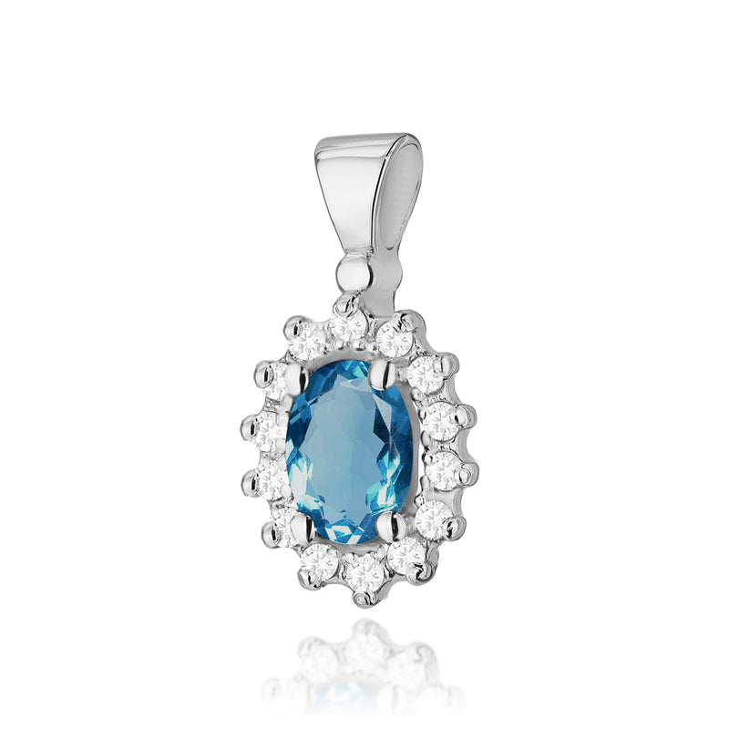 Pandantiv Aur 14K cu Topaz London Blue 0.50 ct si Diamante Naturale 0.12 ct, imaginea 1 din 6