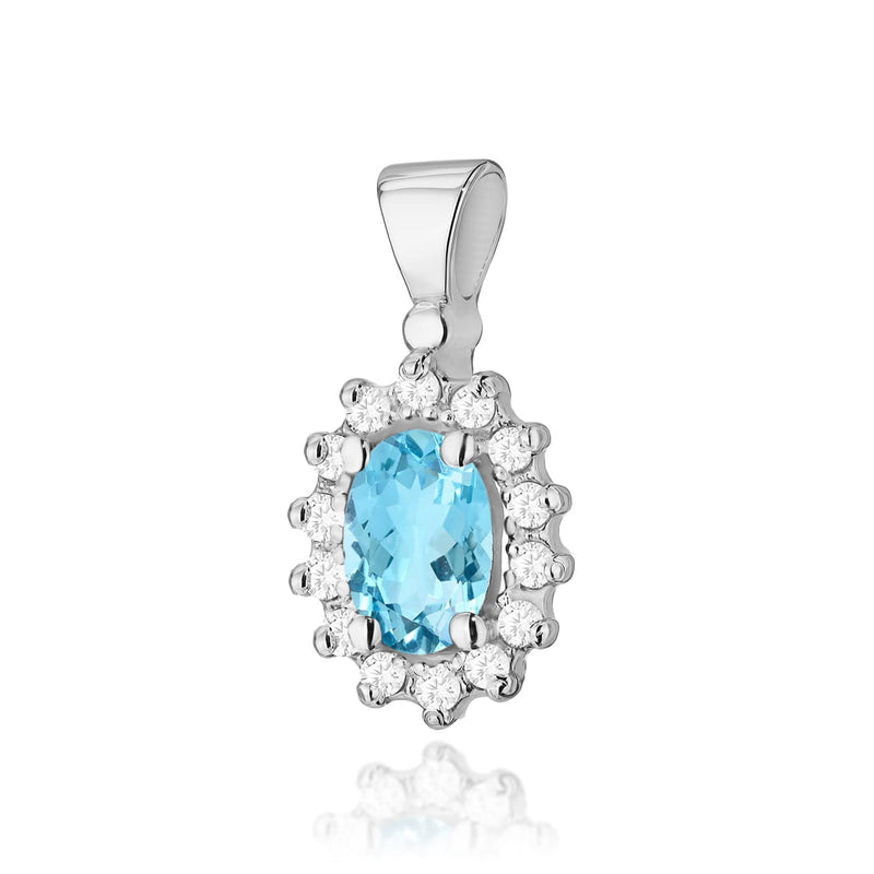 Pandantiv Aur 14K cu Topaz Swiss 0.50 ct si Diamante Naturale 0.12 ct, imaginea 1 din 6