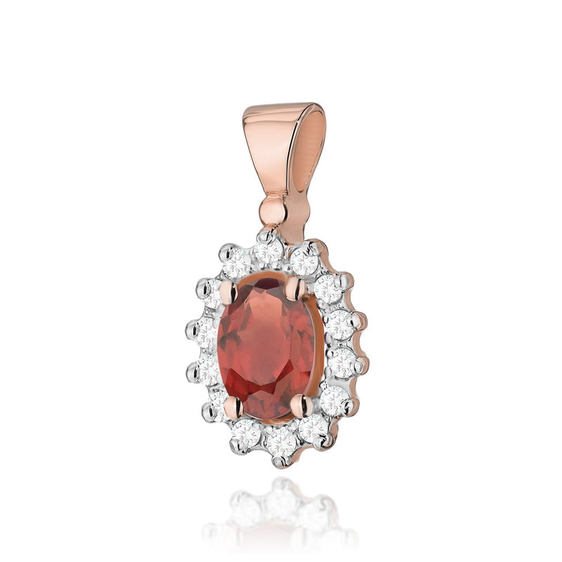 Pandantiv Aur 14K cu Granat 0.50 ct si Diamante Naturale 0.12 ct, imaginea 3 din 6