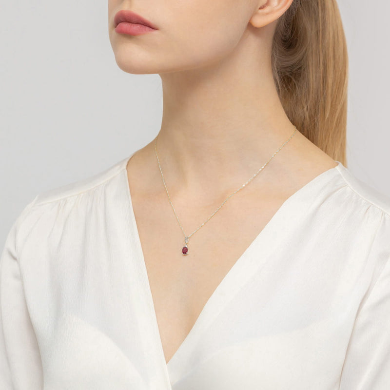 Pandantiv Aur 14K cu Rubin 1.00 ct si Diamante Naturale 0.03 ct, imaginea 4 din 4