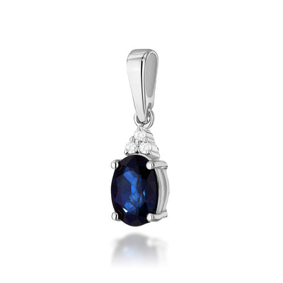 Pandantiv Aur 14K cu Safir 0.90 ct si Diamante Naturale 0.03 ct