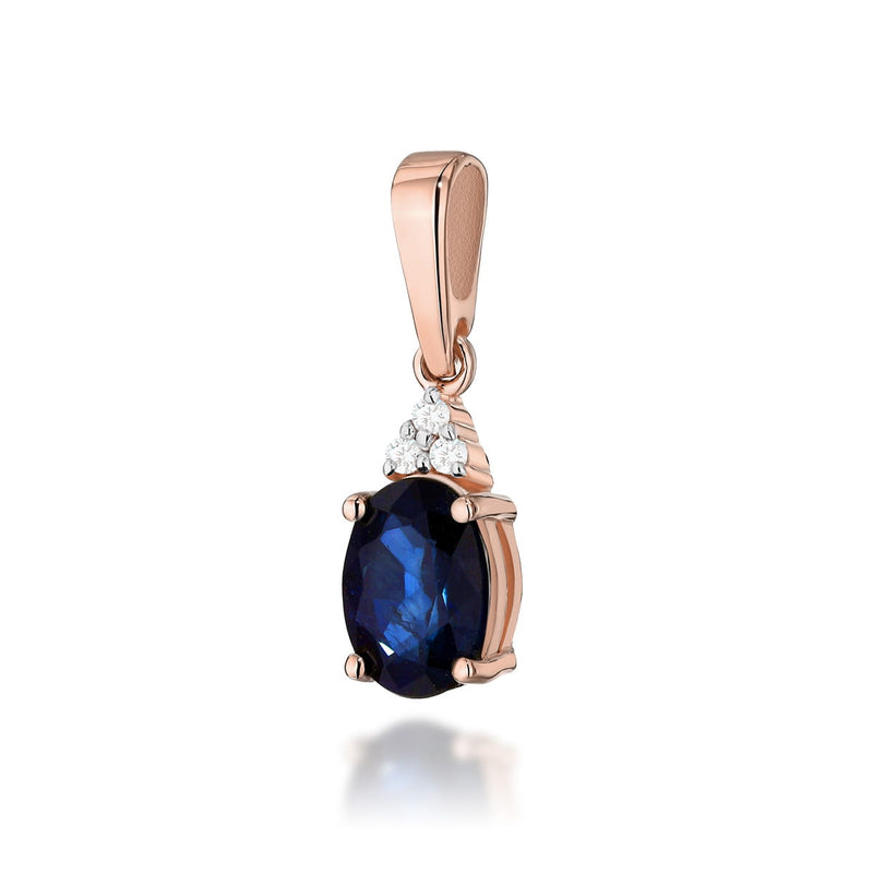 Pandantiv Aur 14K cu Safir 0.90 ct si Diamante Naturale 0.03 ct, imaginea 2 din 4