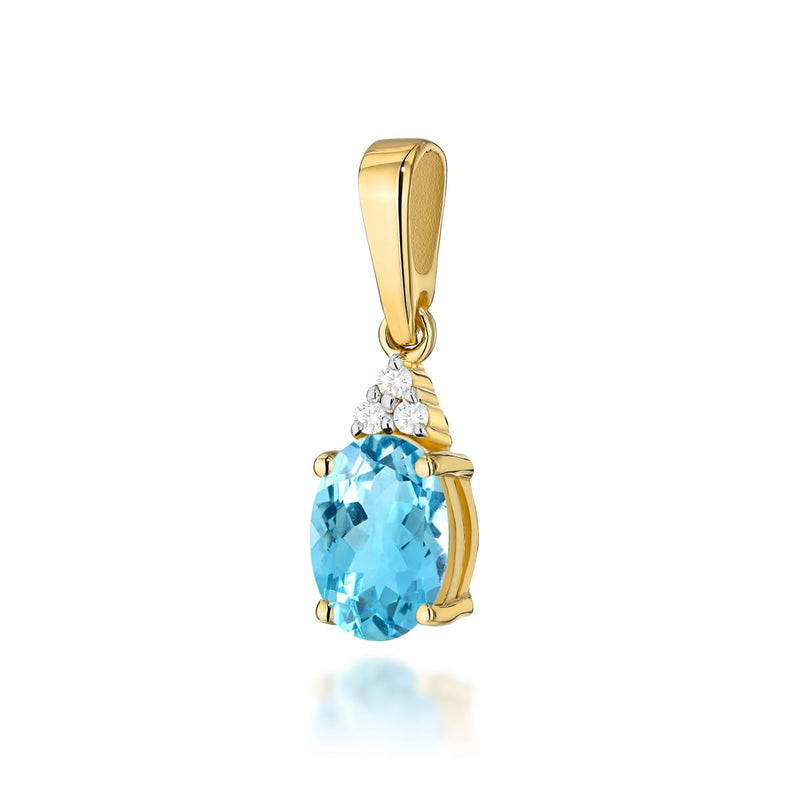 Pandantiv Aur 14K cu Topaz Swiss 0.90 ct si Diamante Naturale 0.03 ct — Aur galben
