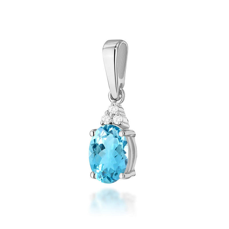 Pandantiv Aur 14K cu Topaz Swiss 0.90 ct si Diamante Naturale 0.03 ct, imaginea 3 din 4