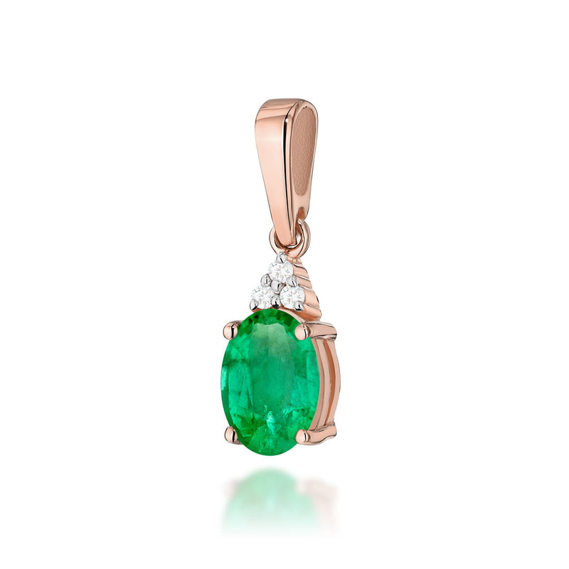 Pandantiv Aur 14K cu Smarald 0.80 ct si Diamante Naturale 0.03 ct, imaginea 1 din 4