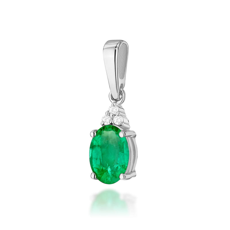 Pandantiv Aur 14K cu Smarald 0.80 ct si Diamante Naturale 0.03 ct, imaginea 2 din 4
