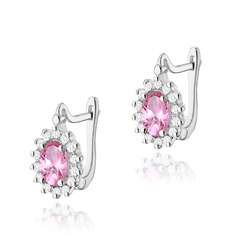 Cercei Aur 14K cu Topaz Roz 0.50 ct si Diamante Naturale 0.24 ct, imaginea 3 din 6