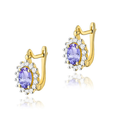 Cercei Aur 14K cu Tanzanit 0.40 ct si Diamante Naturale 0.24 ct
