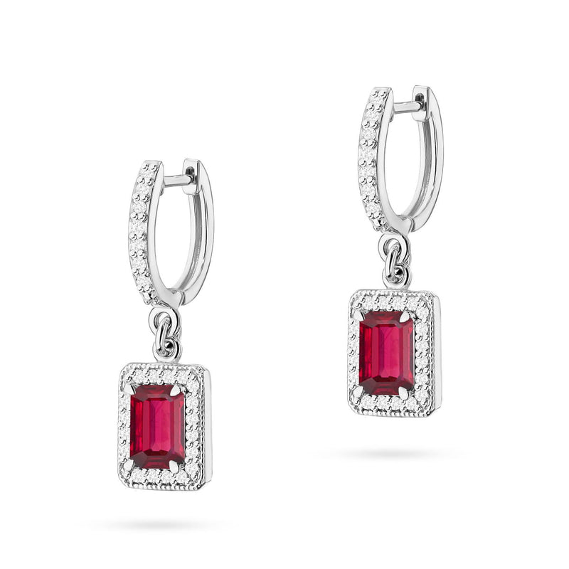 Cercei Aur 14K cu Rubin 0.80 ct si Diamante Naturale 0.34 ct, imaginea 3 din 6