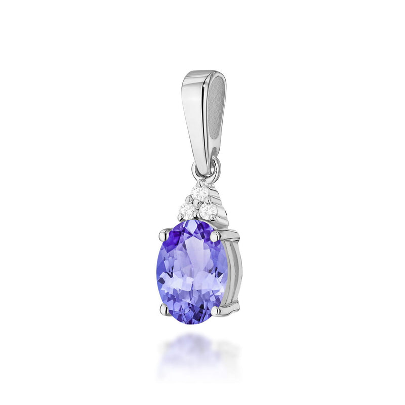 Pandantiv Aur 14K cu Tanzanit 0.70 ct si Diamante Naturale 0.03 ct, imaginea 1 din 4