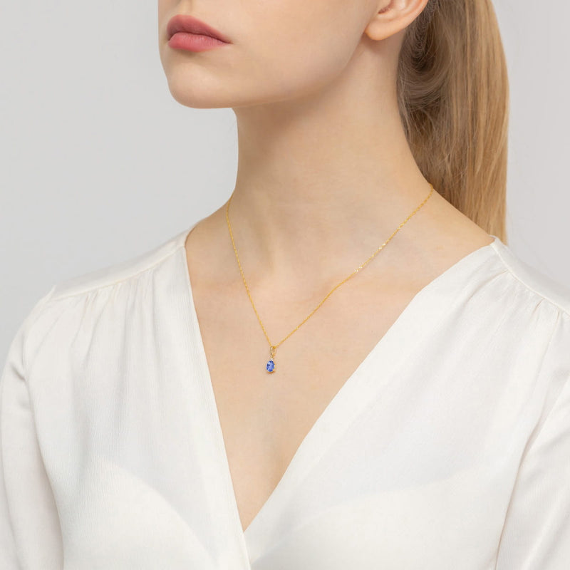 Pandantiv Aur 14K cu Tanzanit 0.70 ct si Diamante Naturale 0.03 ct, imaginea 4 din 4