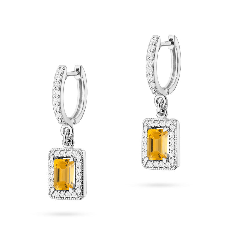 Cercei Aur 14K cu Citrin 0.60 ct si Diamante Naturale 0.34 ct, imaginea 3 din 6