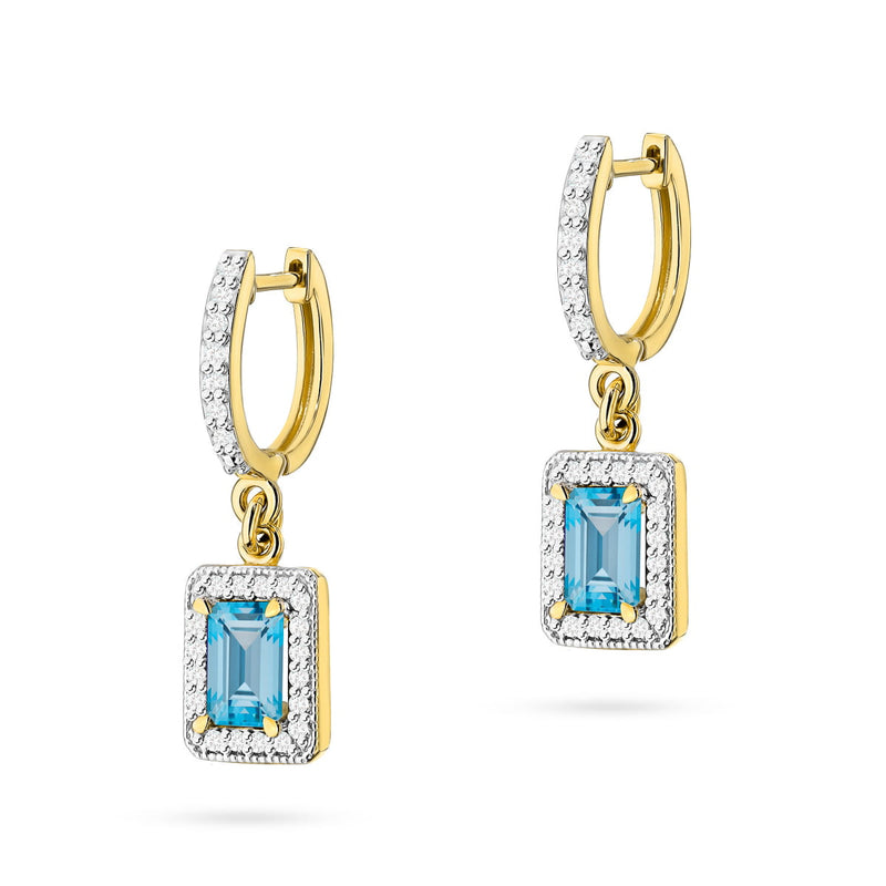 Cercei Aur 14K cu Topaz Swiss 0.65 ct si Diamante Naturale 0.34 ct — Aur galben