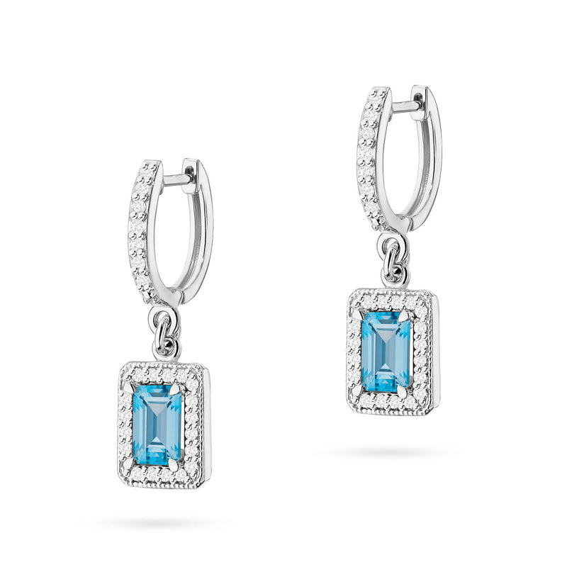 Cercei Aur 14K cu Topaz Swiss 0.65 ct si Diamante Naturale 0.34 ct, imaginea 3 din 6
