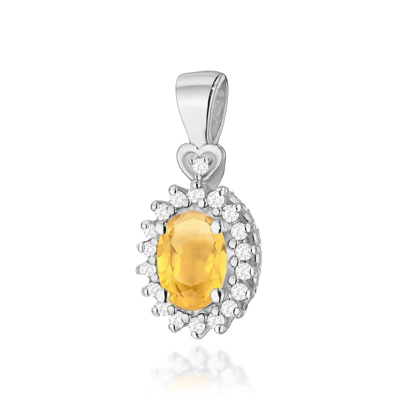 Pandantiv Aur 14K cu Citrin 0.60 ct si Diamante Naturale 0.10 ct, imaginea 3 din 6