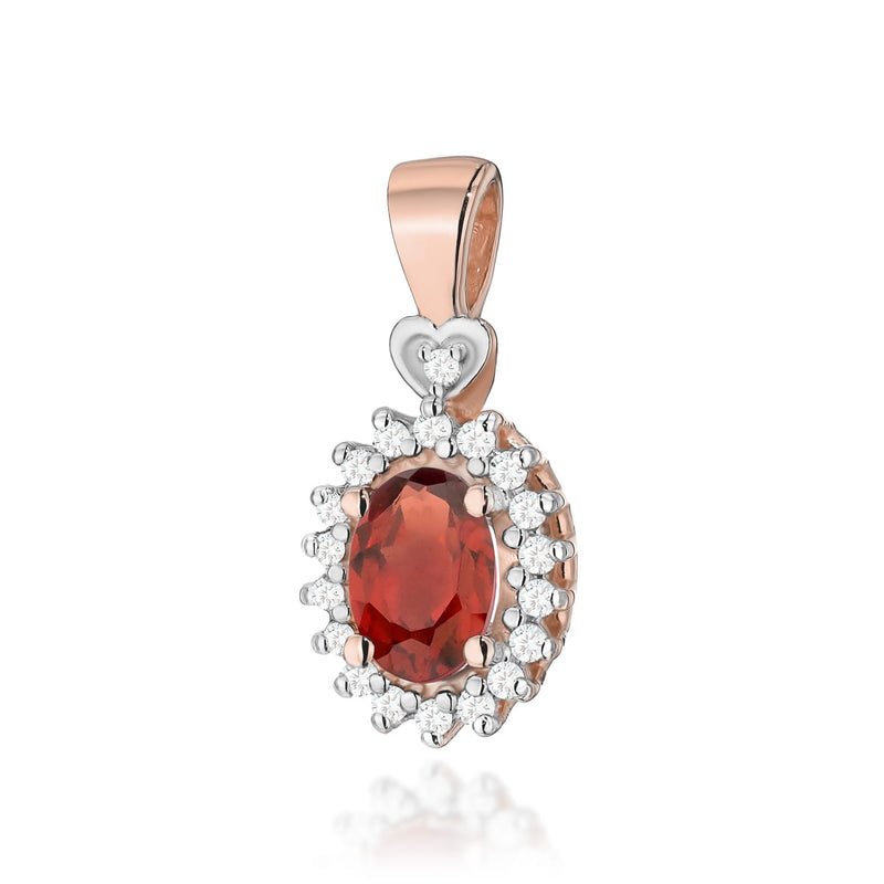 Pandantiv Aur 14K cu Granat 0.50 ct si Diamante Naturale 0.10 ct, imaginea 5 din 6