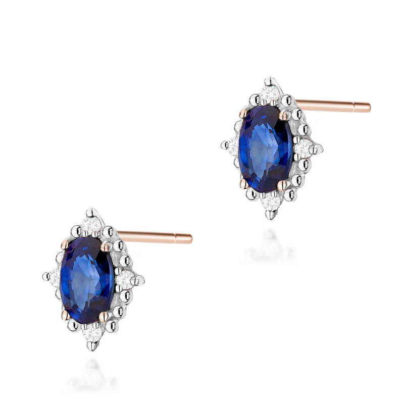 Cercei Aur 14K cu Safir 0.30 ct si Diamante Naturale 0.04 ct, imaginea 1 din 6