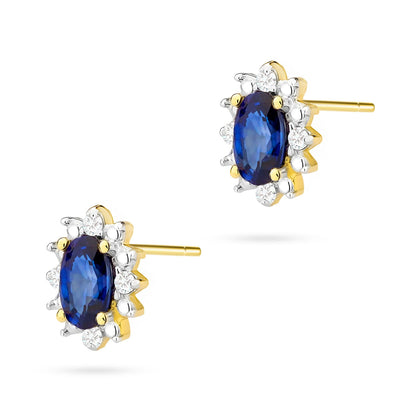 Cercei Aur 14K cu Safir 0.30 ct si Diamante Naturale 0.04 ct