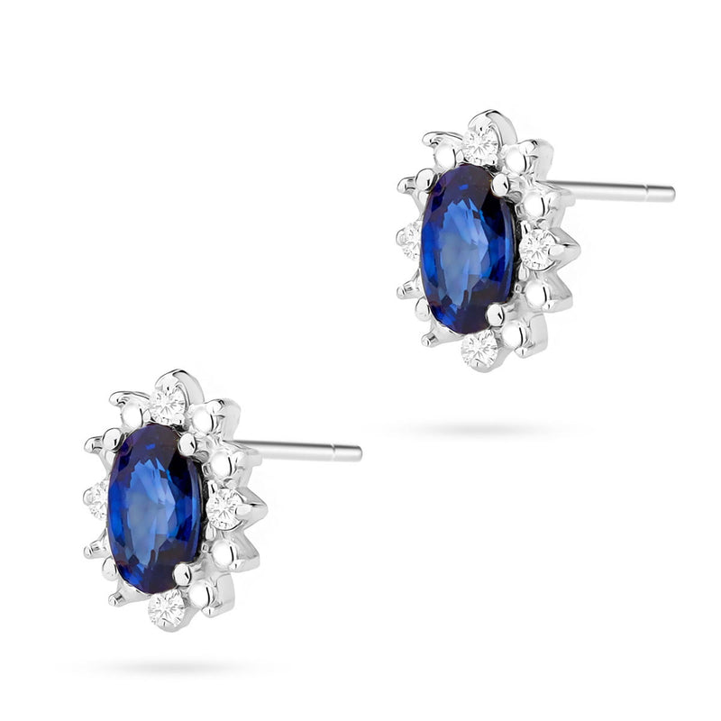 Cercei Aur 14K cu Safir 0.30 ct si Diamante Naturale 0.04 ct, imaginea 3 din 6