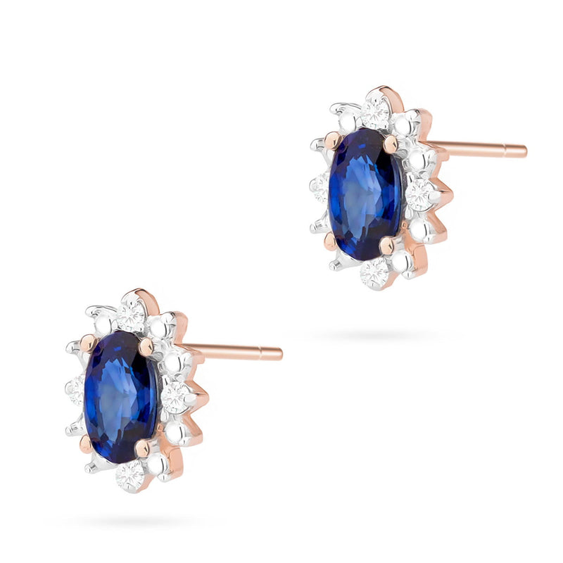 Cercei Aur 14K cu Safir 0.30 ct si Diamante Naturale 0.04 ct, imaginea 5 din 6