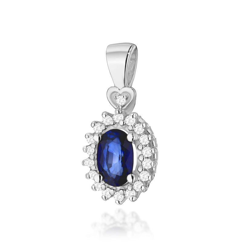 Pandantiv Aur 14K cu Safir 0.70 ct si Diamante Naturale 0.10 ct, imaginea 3 din 6