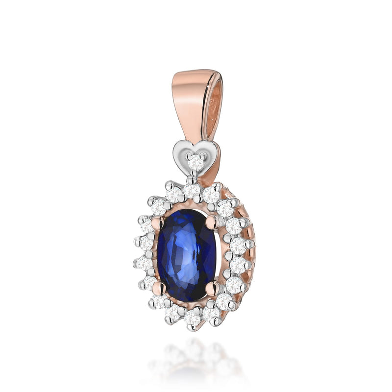 Pandantiv Aur 14K cu Safir 0.70 ct si Diamante Naturale 0.10 ct, imaginea 5 din 6