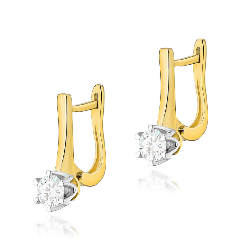 Cercei Aur 14K cu Diamante Naturale 0.30 ct — Aur galben