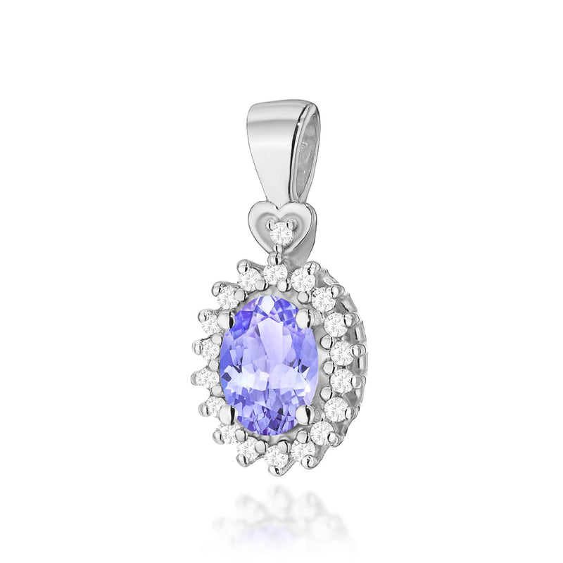 Pandantiv Aur 14K cu Tanzanit 0.40 ct si Diamante Naturale 0.10 ct, imaginea 3 din 5