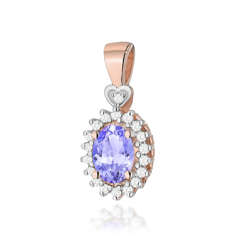 Pandantiv Aur 14K cu Tanzanit 0.40 ct si Diamante Naturale 0.10 ct, imaginea 5 din 5