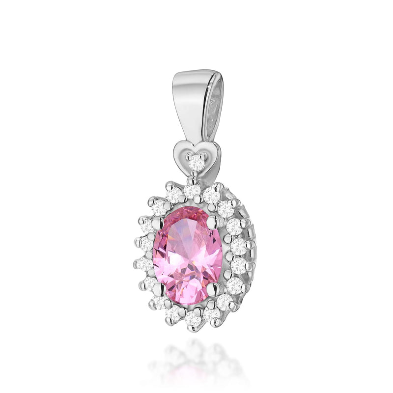Pandantiv Aur 14K cu Topaz Roz 0.50 ct si Diamante Naturale 0.10 ct, imaginea 3 din 5