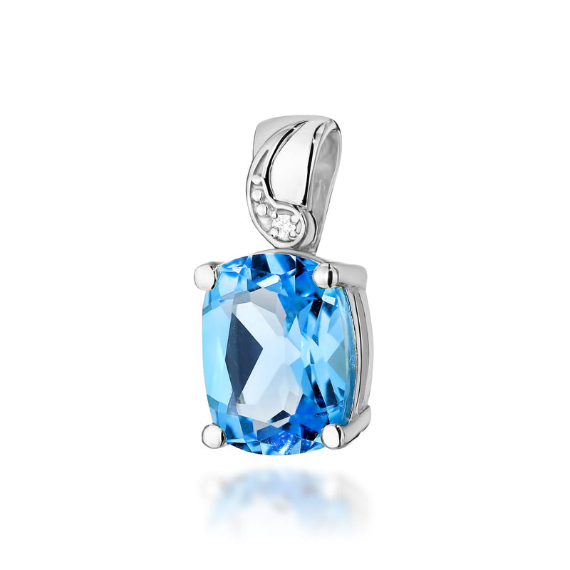Pandantiv Aur 14K cu Topaz Swiss 2.40 ct si Diamant Natural 0.01 ct, imaginea 3 din 6