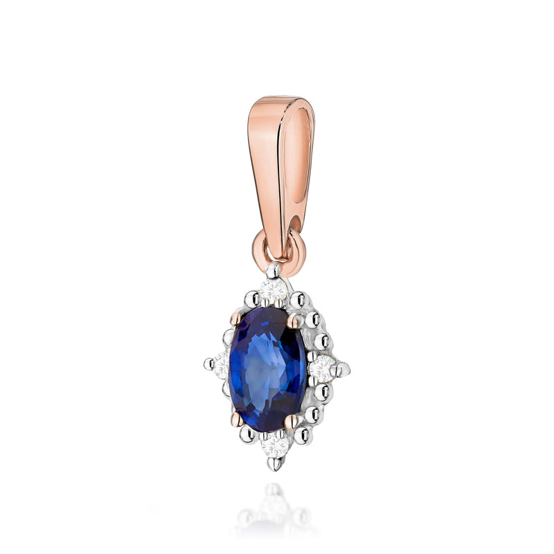 Pandantiv Aur 14K cu Safir 0.30 ct si Diamante Naturale 0.02 ct, imaginea 2 din 7