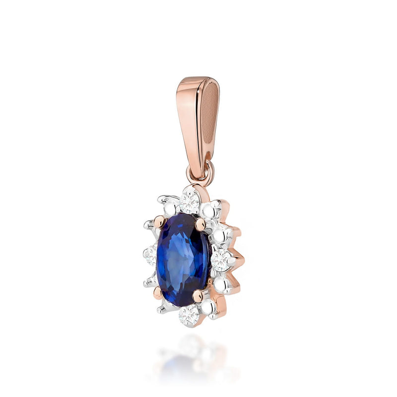 Pandantiv Aur 14K cu Safir 0.30 ct si Diamante Naturale 0.02 ct, imaginea 5 din 6