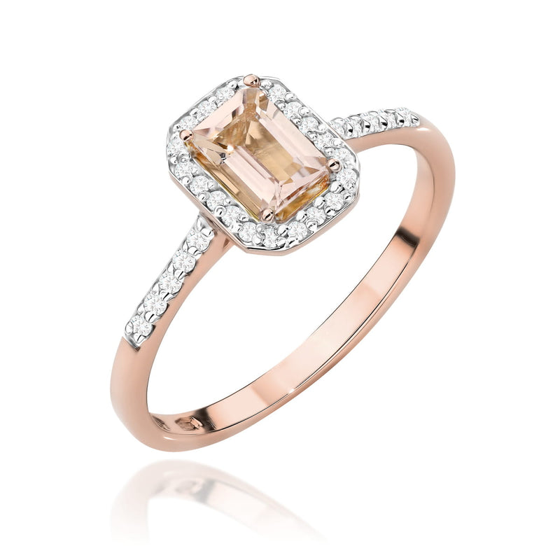 Inel Aur 14K cu Morganit 0.60 ct si Diamante Naturale 0.19 ct, imaginea 9 din 12