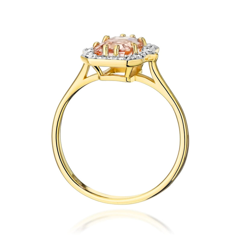 Inel Aur 14K cu Morganit 1.00 ct si Diamante Naturale 0.17 ct, imaginea 2 din 10
