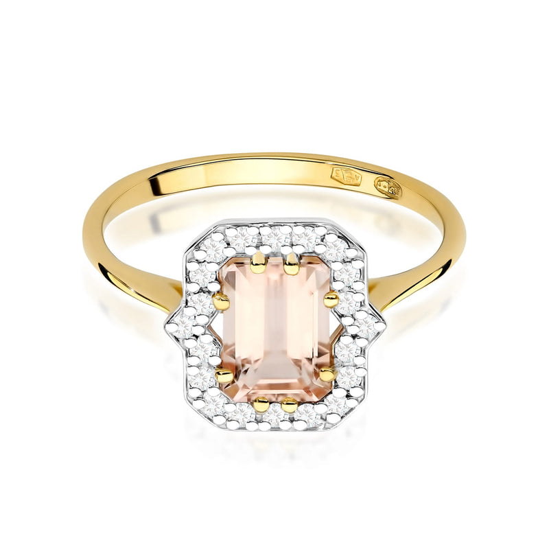 Inel Aur 14K cu Morganit 1.00 ct si Diamante Naturale 0.17 ct, imaginea 3 din 10