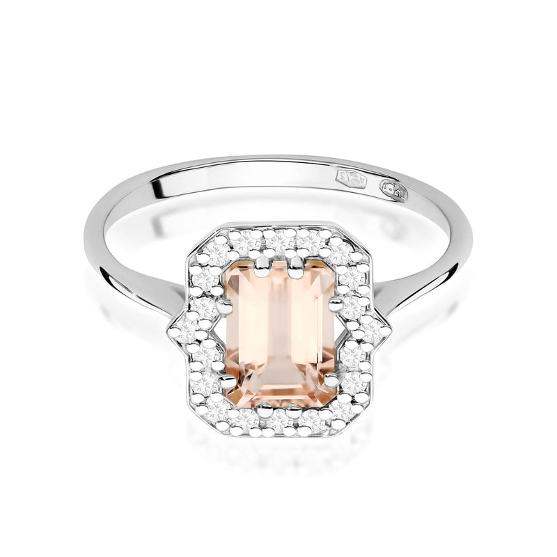 Inel Aur 14K cu Morganit 1.00 ct si Diamante Naturale 0.17 ct, imaginea 6 din 10
