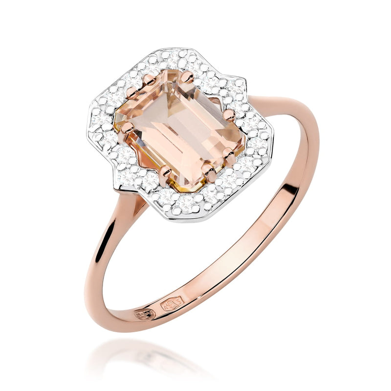 Inel Aur 14K cu Morganit 1.00 ct si Diamante Naturale 0.17 ct, imaginea 7 din 10