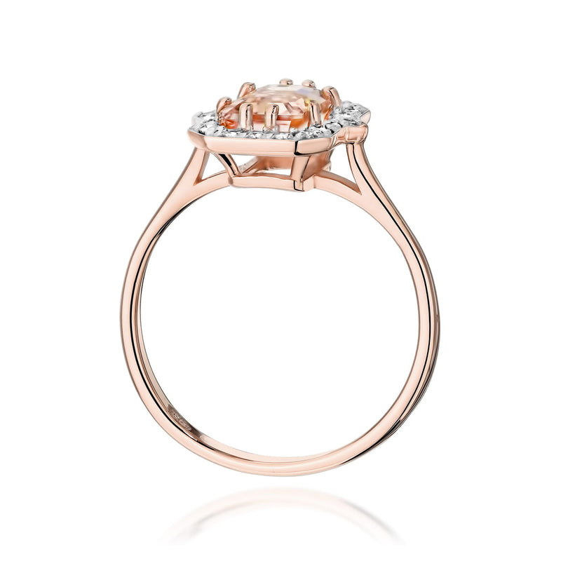 Inel Aur 14K cu Morganit 1.00 ct si Diamante Naturale 0.17 ct, imaginea 9 din 10
