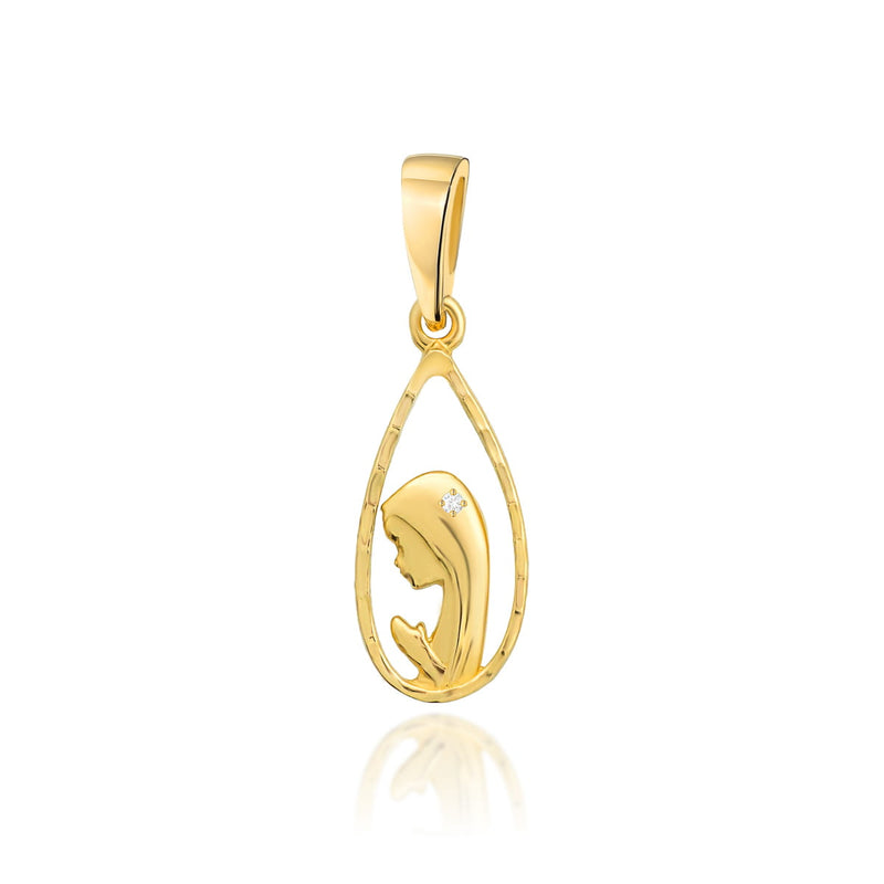 Pandantiv Aur 14K cu Diamant Natural 0.01 ct — Aur galben