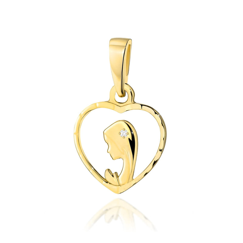 Pandantiv Aur 14K cu Diamant Natural 0.01 ct — Aur galben