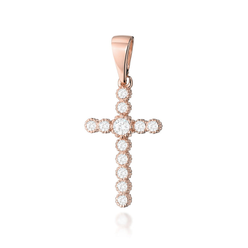 Pandantiv Cruce Aur 14 K cu Diamante 0.32 ct, imaginea 7 din 8